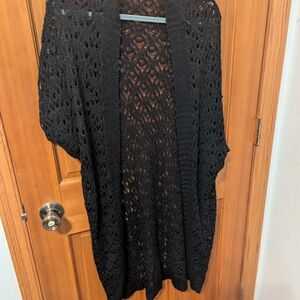 Elegant Black Open-Knit Women's Sweater